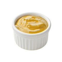 Yellow Mustard in a White Ramekin