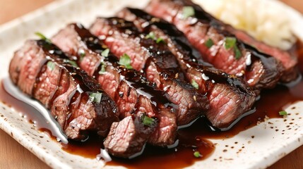 Thin slices of beef drizzled with tangy balsamic vinegar.