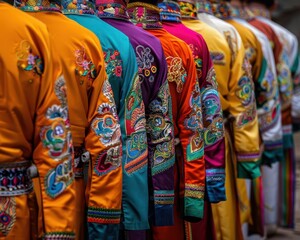 Fototapeta premium Traditional clothing and attire, vibrant colors, photography, cultural, detailed