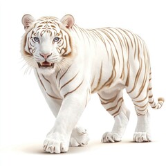 Obraz premium White Tiger Duo - Standing and Sitting Isolated on Background in Portrait