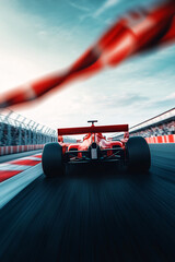 Naklejka premium Red Sports Car Racing on Track