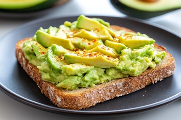 whole grain toast with avocado salad