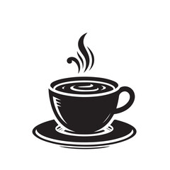 Obraz premium Coffee cup silhouette vector. Teacup vector design. Hot coffee cup logo, icon.