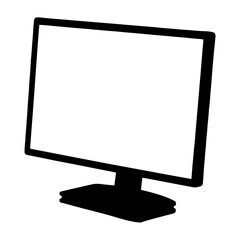 Silhouette of a computer monitor on a transparent background