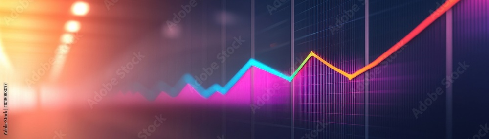 Poster a vibrant graph displays upward trends with colorful lines, symbolizing growth, analytics, and data-