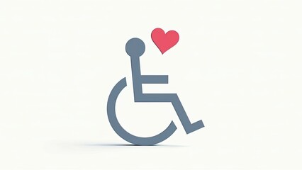 Symbol of inclusivity, wheelchair icon with heart, representing support, International Day of Persons with Disabilities concept