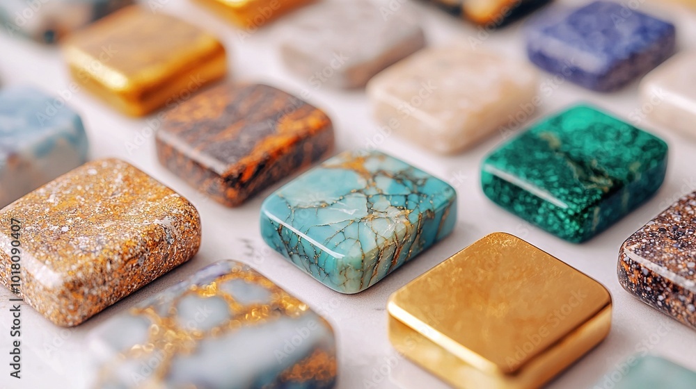 Poster a clean, white table is topped with an array of diverse soaps