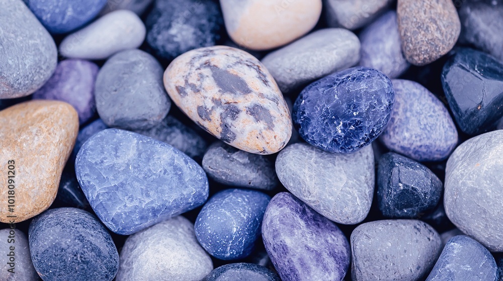 Poster a close-up of several rocks with a central rock in focus