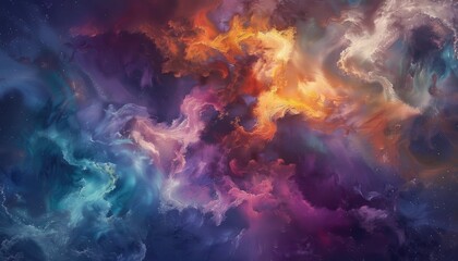 Fototapeta premium Abstract Cosmic Clouds in Vibrant Hues