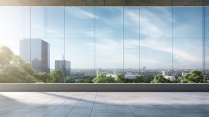 The modern office buildings from glass window