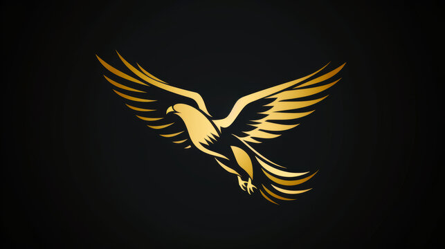 Golden Eagle Emblem on Black Background