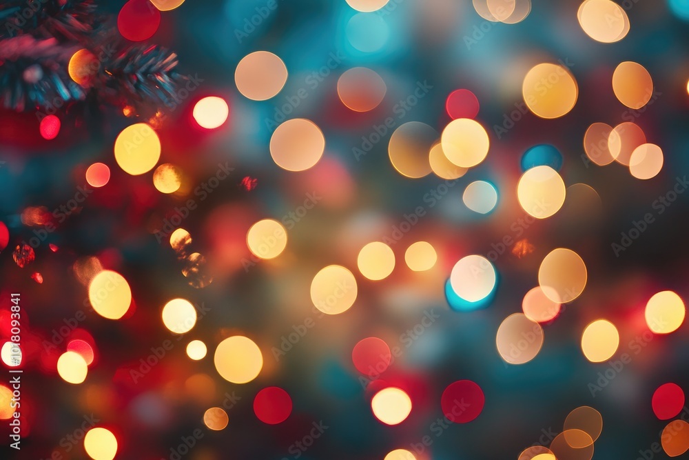 Poster christmas lights creating a colorful festive bokeh background