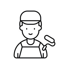 painter line icon with white background vector stock illustration