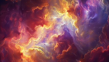 Fototapeta premium Abstract Cosmic Nebula with Swirling Colors and Glowing Stars