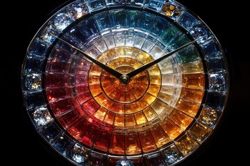 Close-up of a Colorful and Ornate Clock Face