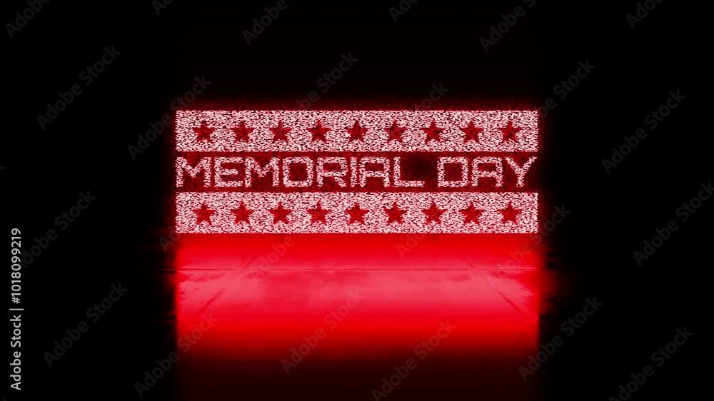 Poster animation loop text of memorial day red glitch text effect cinematic title abstract backgroud.