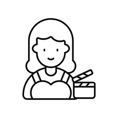 actress line icon with white background vector stock illustration