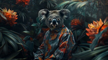 Anthropomorphic koala floral jungle mood