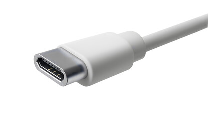 USB Type-C Cable Isolated on Transparent Background for Charging and Data Transfer Concepts
