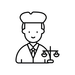 lawyer line icon with white background vector stock illustration