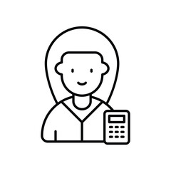 accountant line icon with white background vector stock illustration