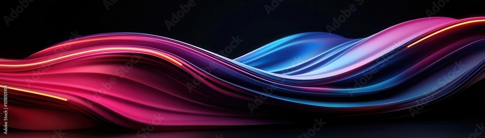 Aufkleber vibrant abstract waves in pink and blue hues, creating a dynamic and energetic visual experience on 