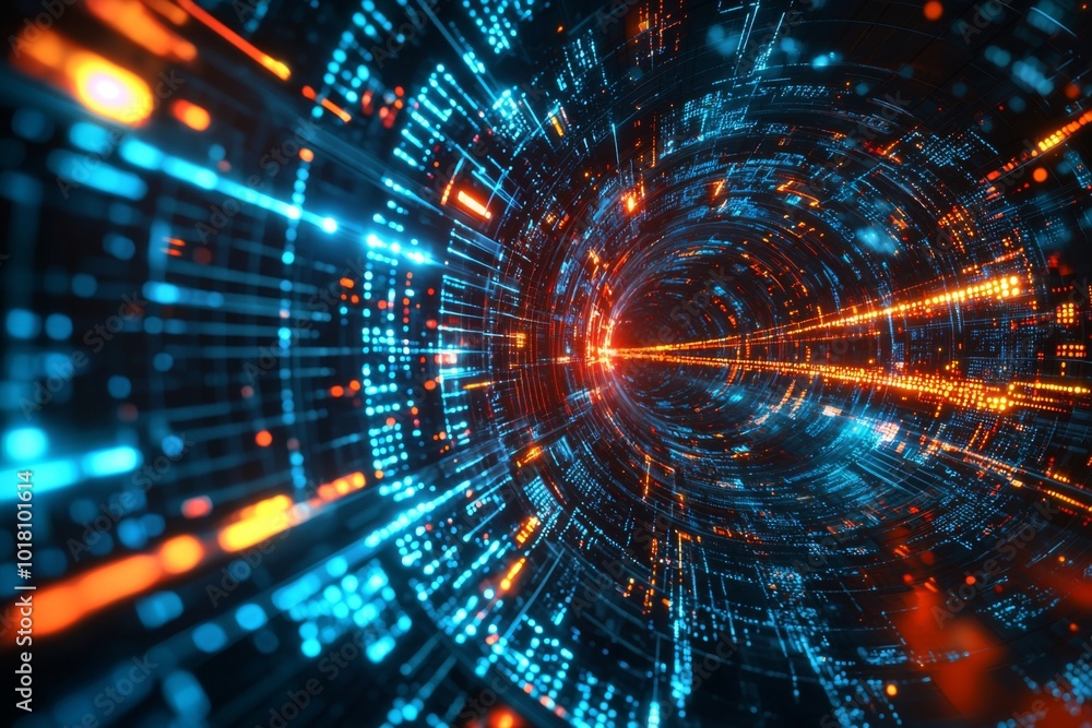 Wall mural digital technology background of data and network