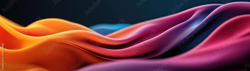 Poster vibrant fabric waves create a stunning visual with seamless color transitions, perfect for creative 