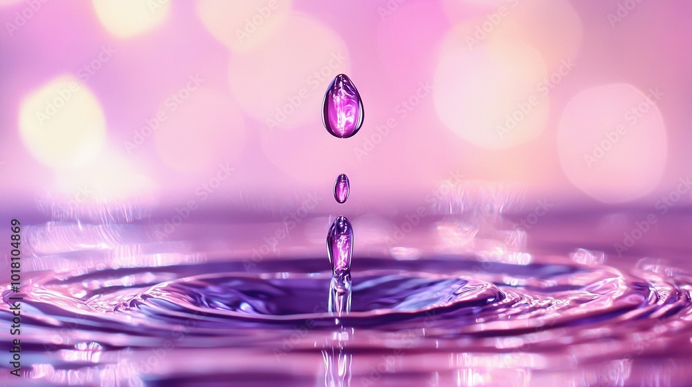 Aufkleber a close-up of a water drop in a pool of water with a blurred background of lights
