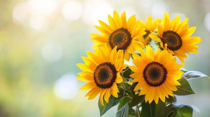 Obraz premium Sunflowers arranged in vibrant bouquet for decoration or gift