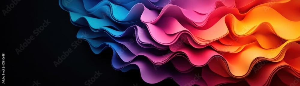 Poster vibrant waves of color create an abstract background with smooth curves, perfect for artistic and cr