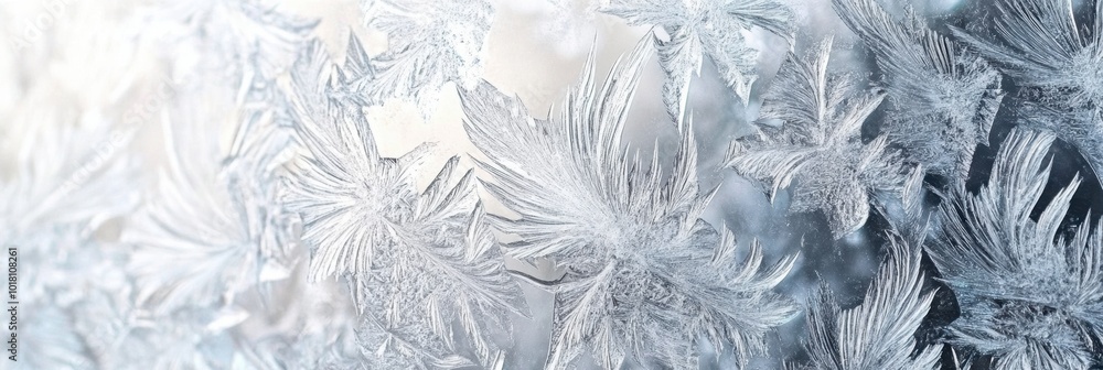 Poster frosted glass artistry, intricate frost patterns create a mesmerizing display of delicate crystallin