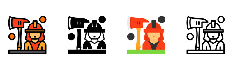 Set of Firefighter Gear Icon