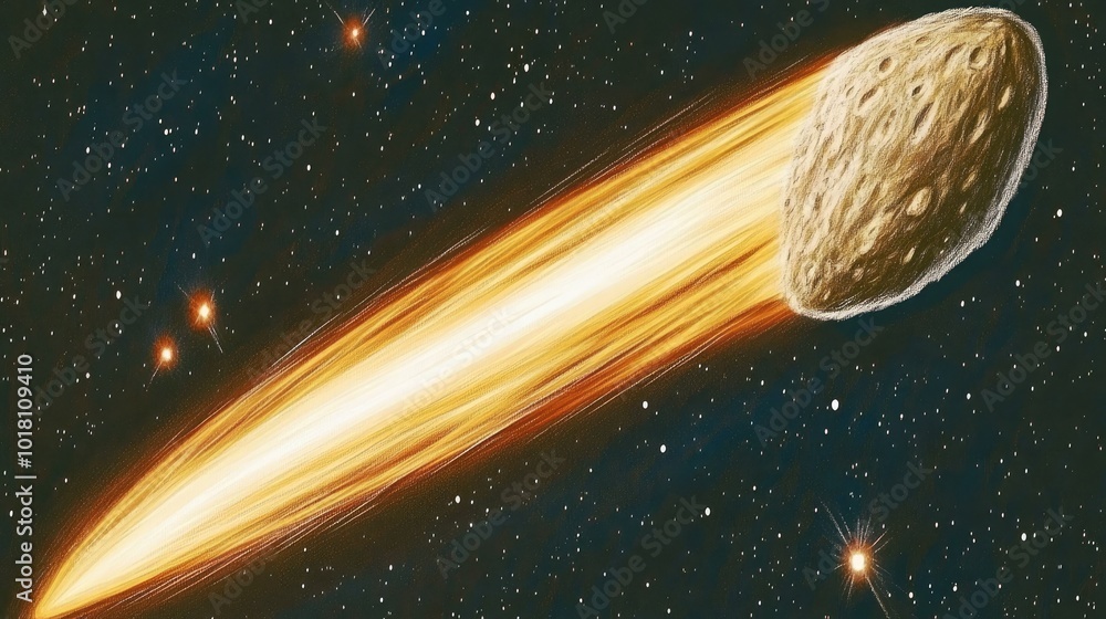 Aufkleber a close-up of a comet passing by earth, with astronomers studying its trajectory using modern instru