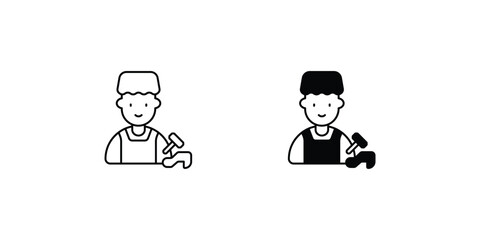 shoemaker set icon with white background vector stock illustration