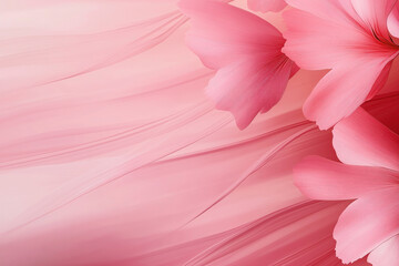 Fototapeta premium Close-up of abstract pink flower petals with flowing, delicate lines in a soft pastel background creating a dreamy and gentle floral illustration.