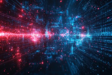 Obraz premium Digital Technology background of data and network created with Generative AI