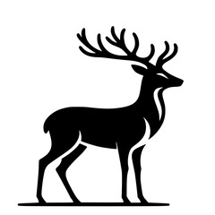 Deer body silhouette vector with white background. Vector Of Deer Head Silhouette