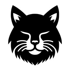 Cat head silhouette vector with white background. Vector Of cat Head Silhouette