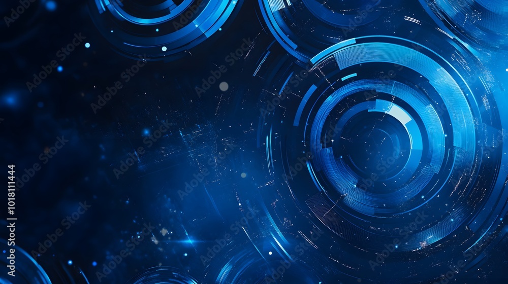 Poster abstract blue modern background with circle elements. digital technology concept. vector illustratio