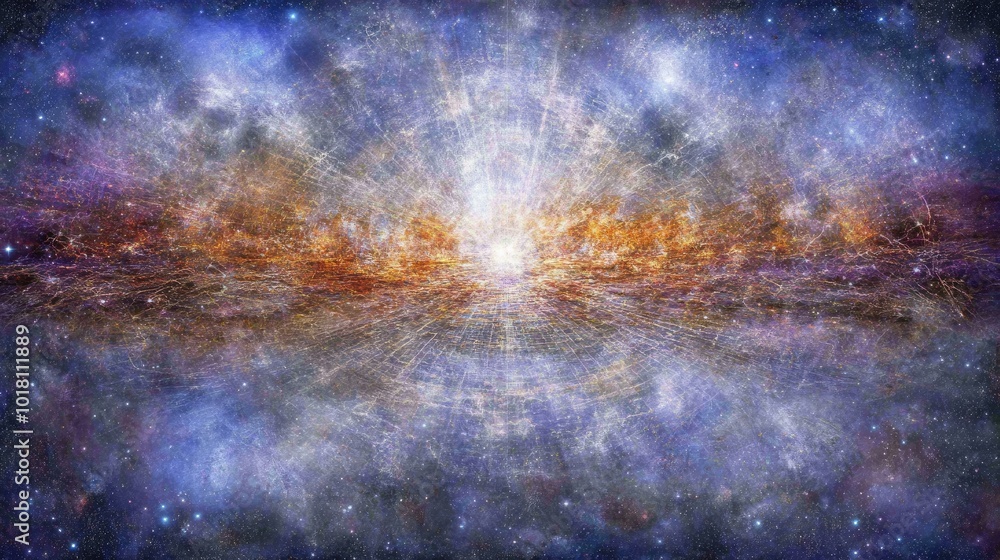 Poster a detailed map of the universe displayed on a large screen in a space research lab.