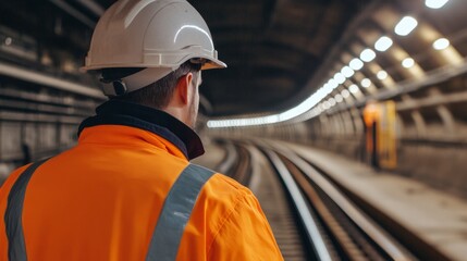 worker in a subway tunnel