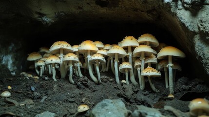 Mushrooms in Cave.