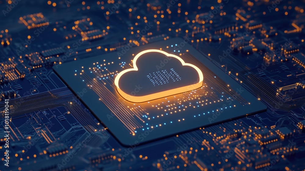 Poster cloud computing technology with circuit board background