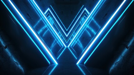 Obraz premium Blue Neon Lights in a Dark Room