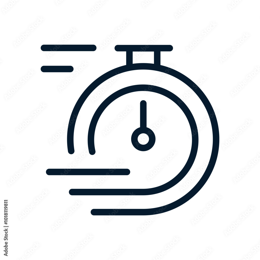 Poster faster hours. speed ​​concept. vector linear icon isolated on white background.