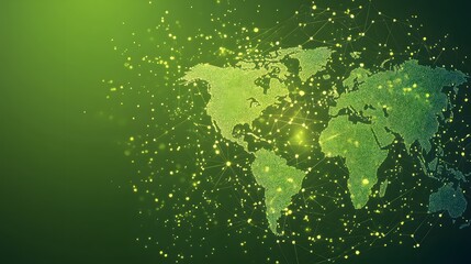 
Map of the planet. Global social network. Future. Vector.Green futuristic background with planet Earth. Internet and technology. Floating Green plexus geometric background.