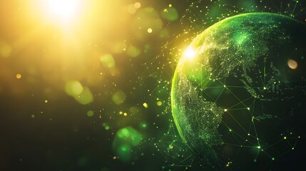 
Map of the planet. Global social network. Future. Vector.Green futuristic background with planet Earth. Internet and technology. Floating Green plexus geometric background.