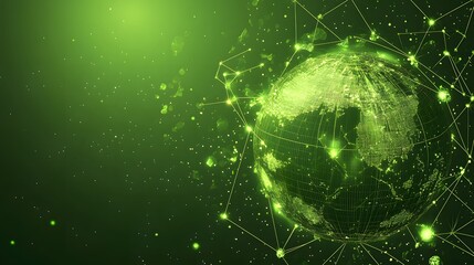 
Map of the planet. Global social network. Future. Vector.Green futuristic background with planet Earth. Internet and technology. Floating Green plexus geometric background.