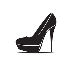 Naklejka premium Shoe vector logo. High heel shoe vector silhouette design. women's shoes silhouette vector design. 